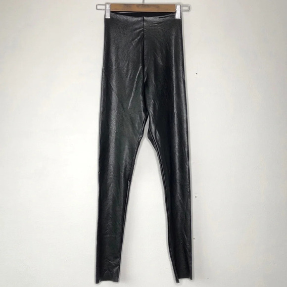 Commando Black Perfect Control Faux Vegan Leather Leggings Size S - Picture 2 of 12